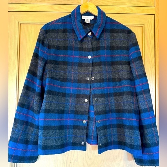 Evan Picone Tops - Vintage Evan Picone Wool blend Snap Front Shacket Shirt / 18